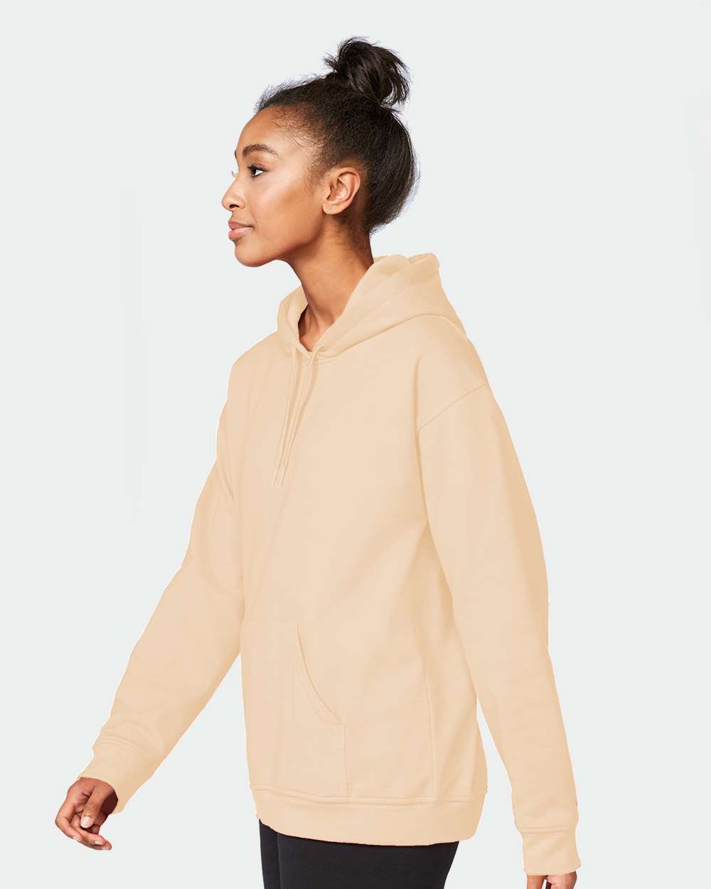 Unisex Softstyle® Midweight Hooded Sweatshirt - OnModelSide - B24160403 - Yellow Haze