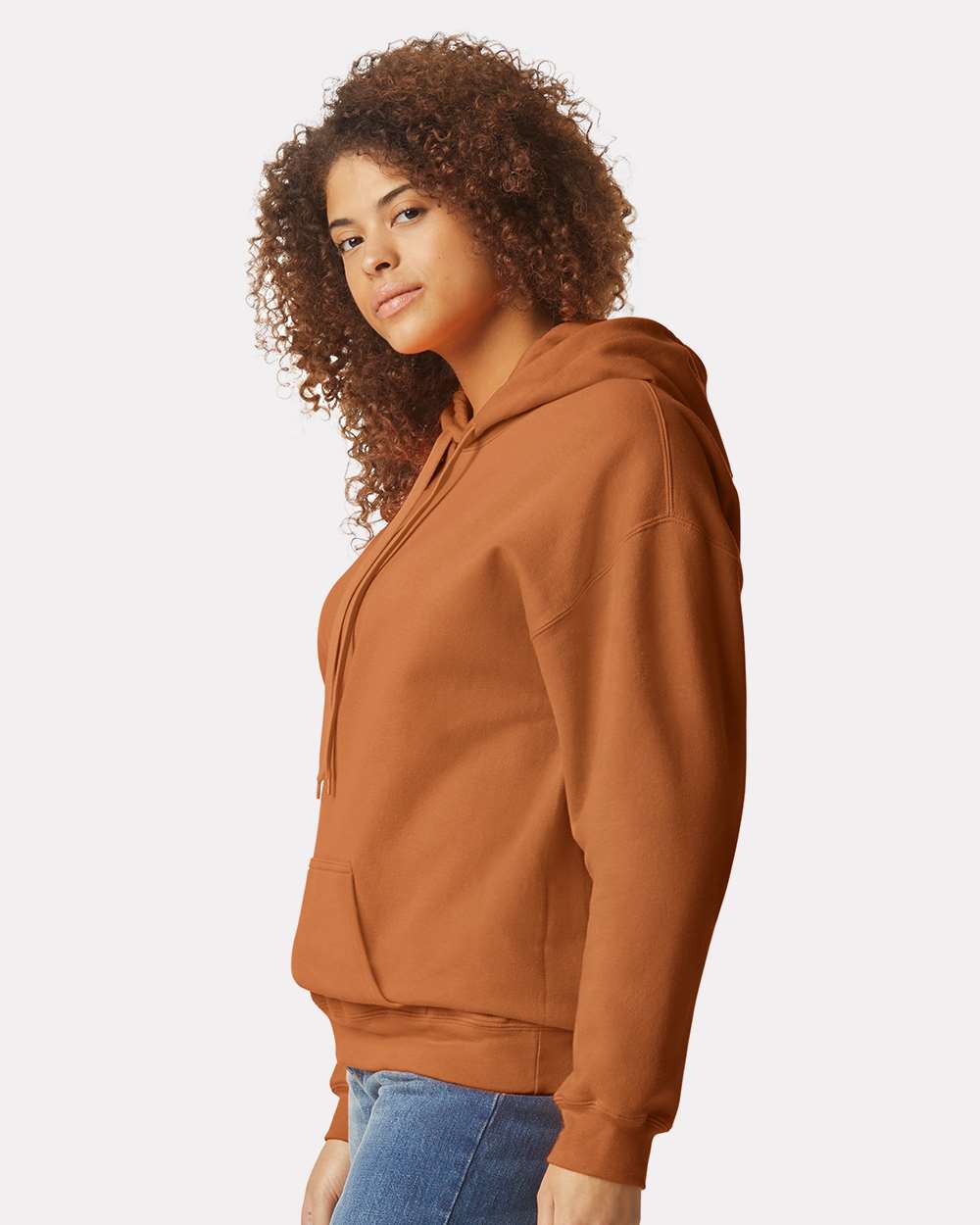 Unisex Softstyle® Midweight Hooded Sweatshirt - OnModelSide - B24160413 - Texas Orange