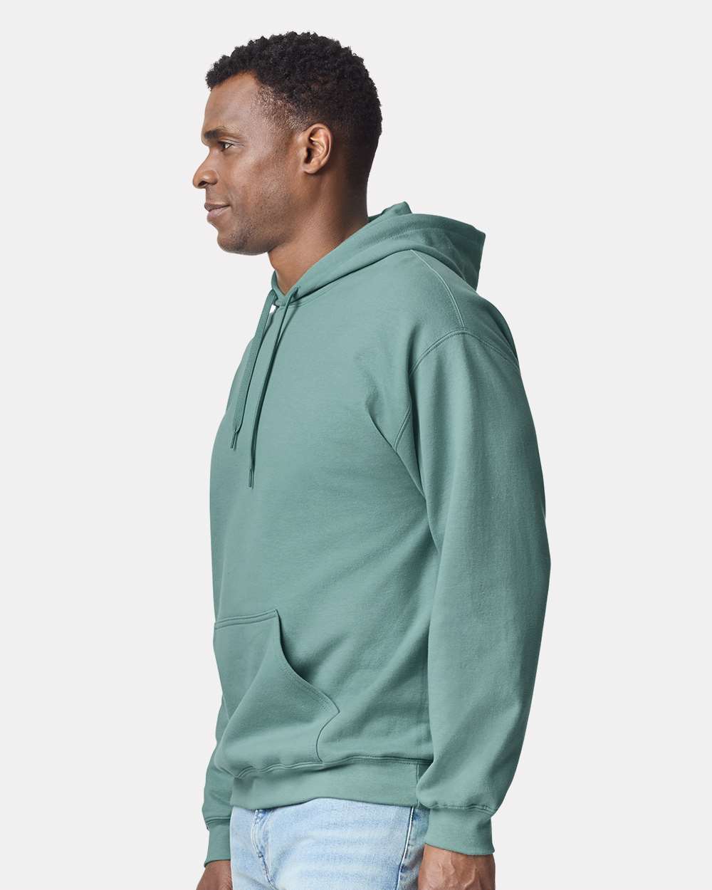 Unisex Softstyle® Midweight Hooded Sweatshirt - OnModelSide - B24160443 - Aquatic