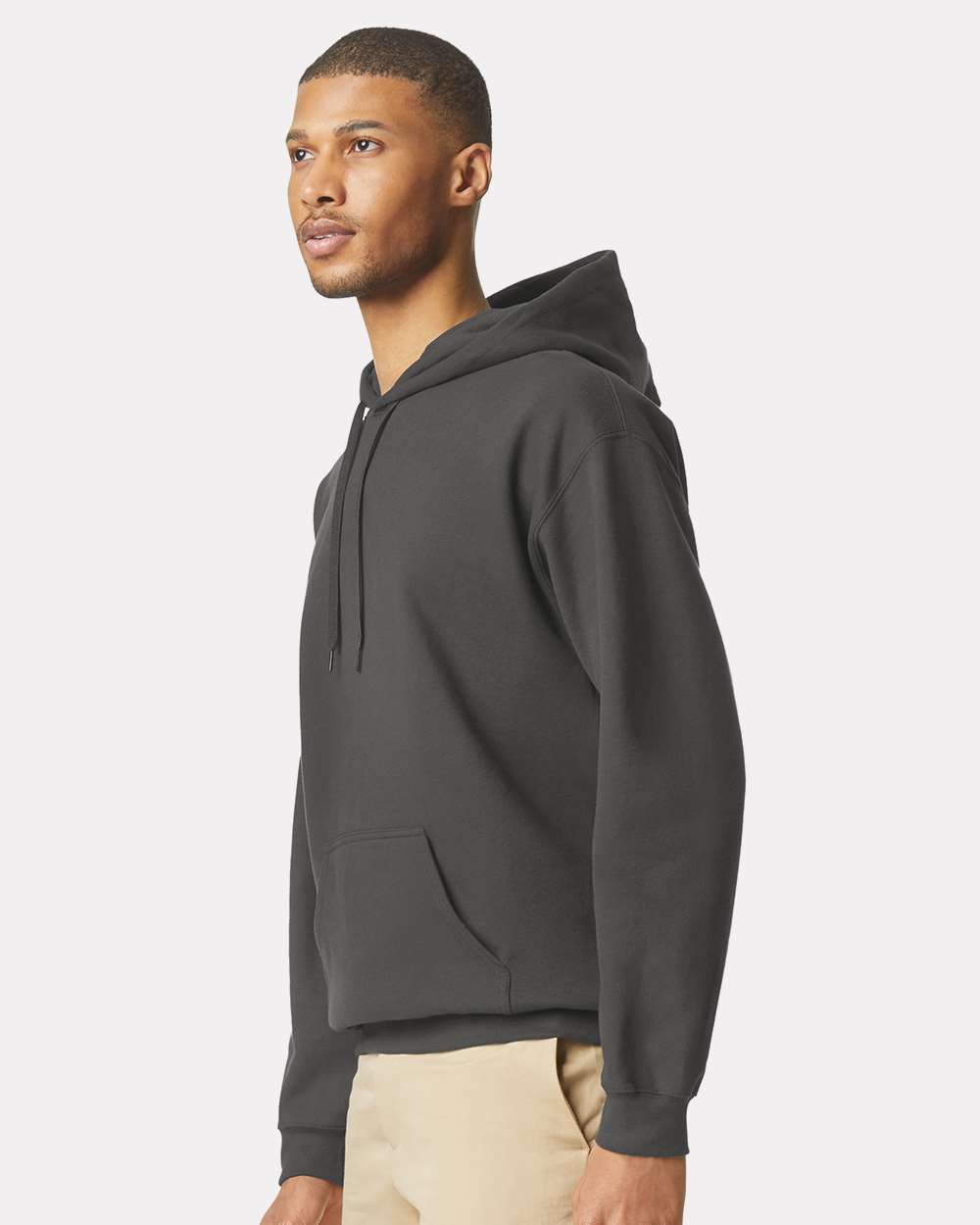 Unisex Softstyle® Midweight Hooded Sweatshirt - OnModelSide - B24160453 - Smoke