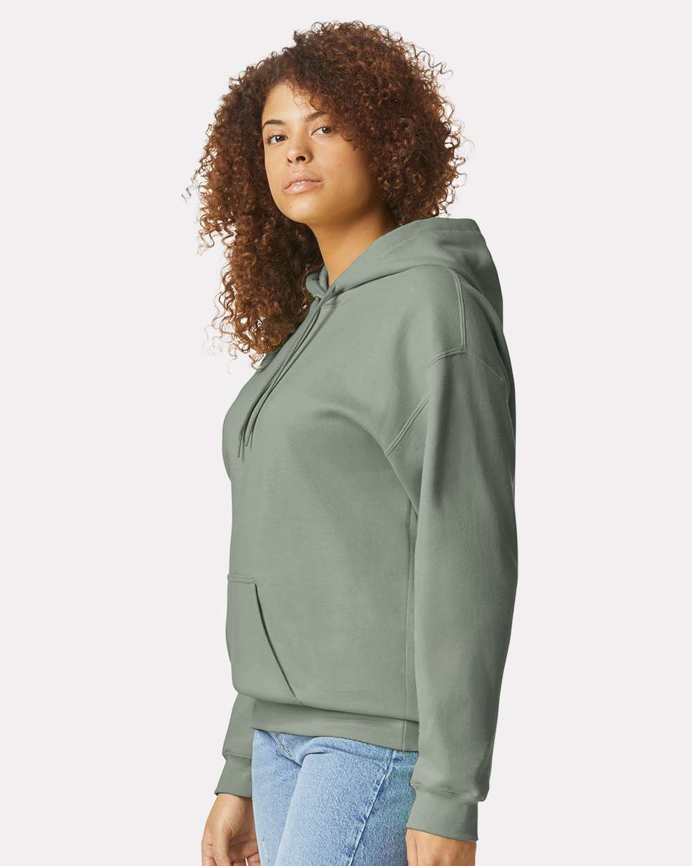 Unisex Softstyle® Midweight Hooded Sweatshirt - OnModelSide - B24160483 - Sage