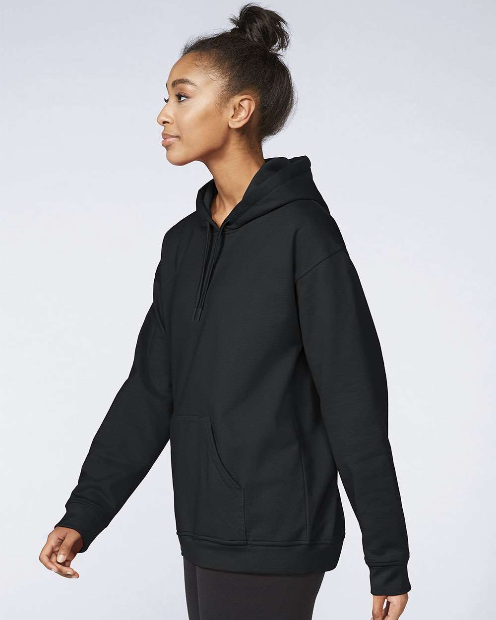 Unisex Softstyle® Midweight Hooded Sweatshirt - OnModelSide - B24160503 - Black