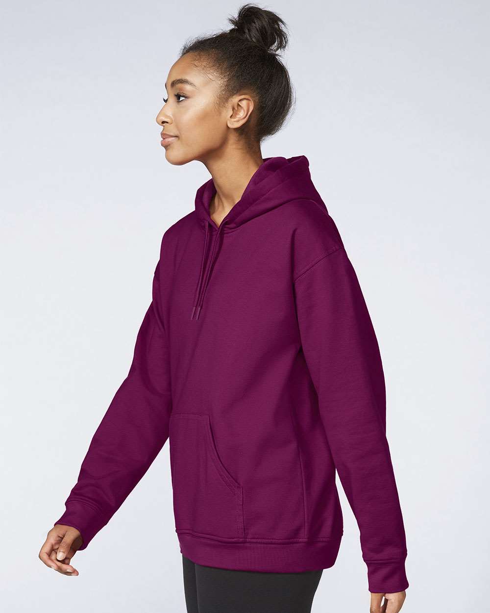 Unisex Softstyle® Midweight Hooded Sweatshirt - OnModelSide - B24160533 - Maroon