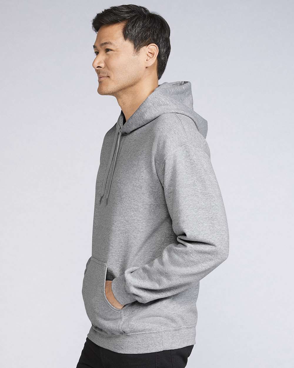 Unisex Softstyle® Midweight Hooded Sweatshirt - OnModelSide - B24160583 - Sport Grey
