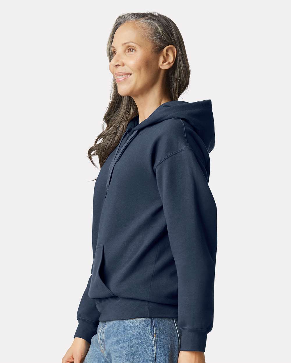 Unisex Softstyle® Midweight Hooded Sweatshirt - OnModelSide - B24160633 - Blue Dusk