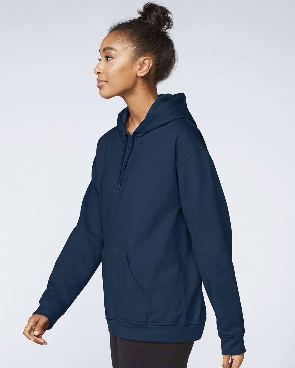 Unisex Softstyle® Midweight Hooded Sweatshirt - OnModelSide - B24160653 - Navy