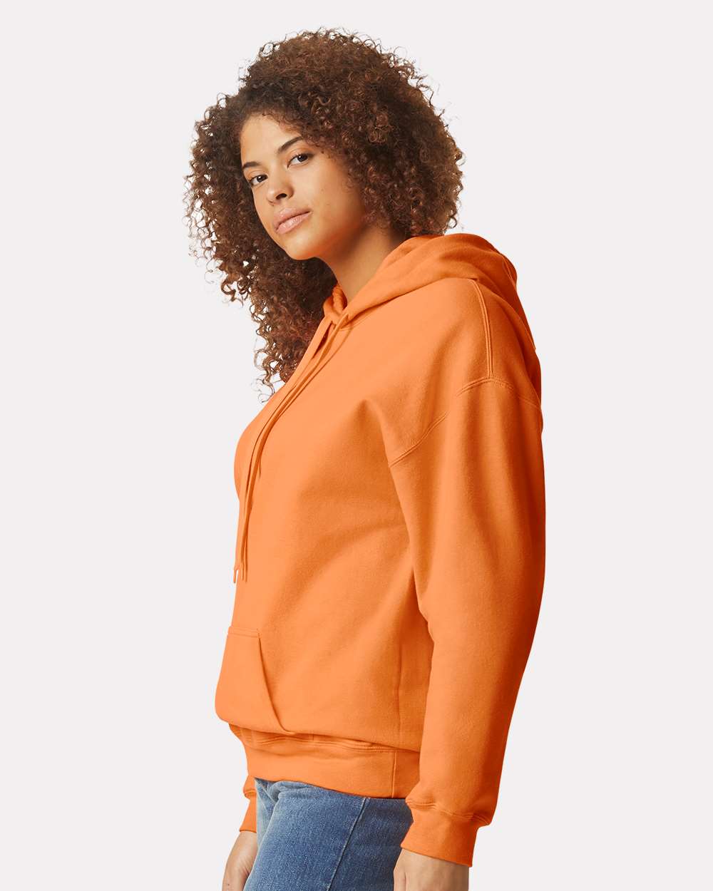 Unisex Softstyle® Midweight Hooded Sweatshirt - OnModelSide - B24160663 - Tangerine