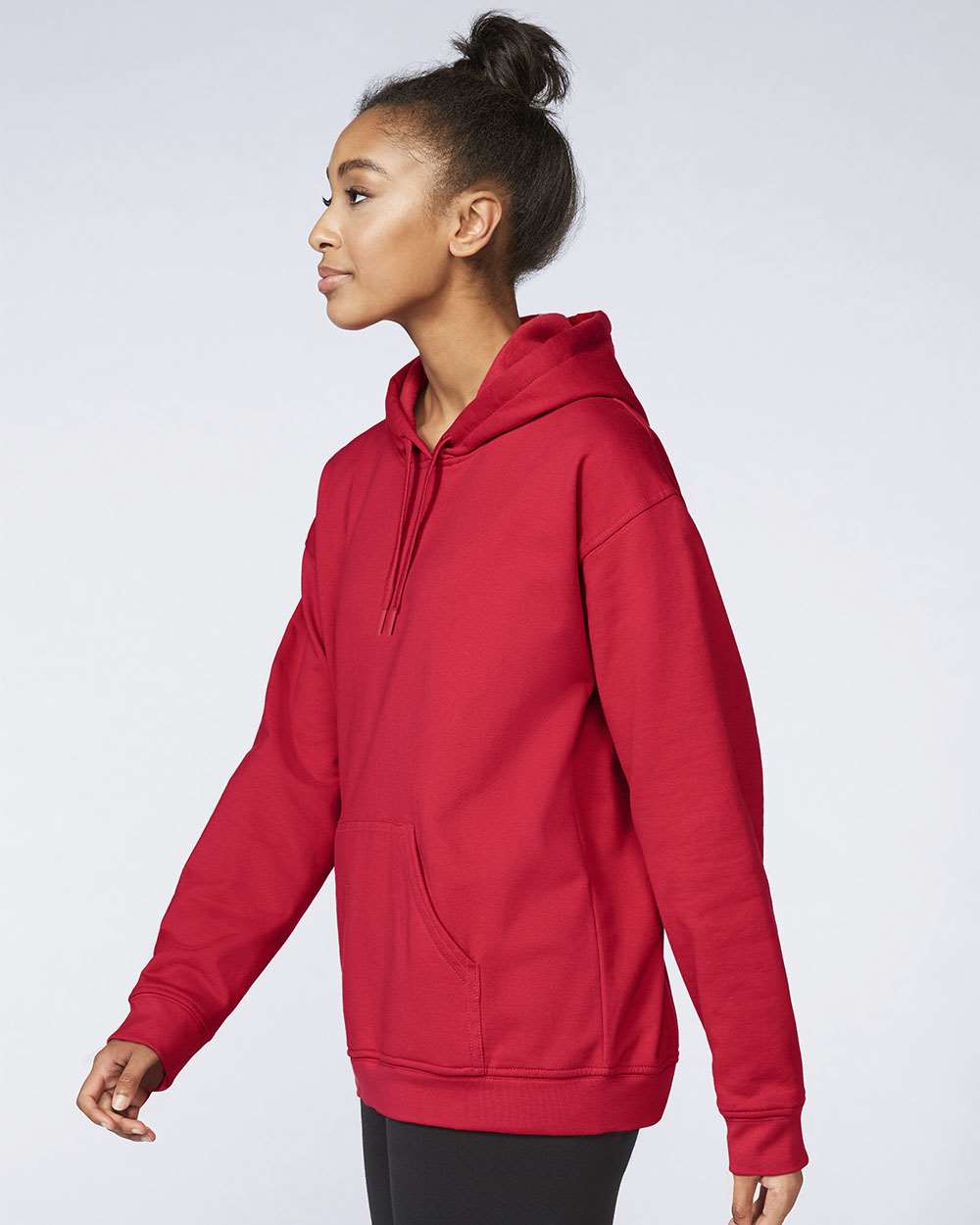 Unisex Softstyle® Midweight Hooded Sweatshirt - OnModelSide - B24160703 - Red
