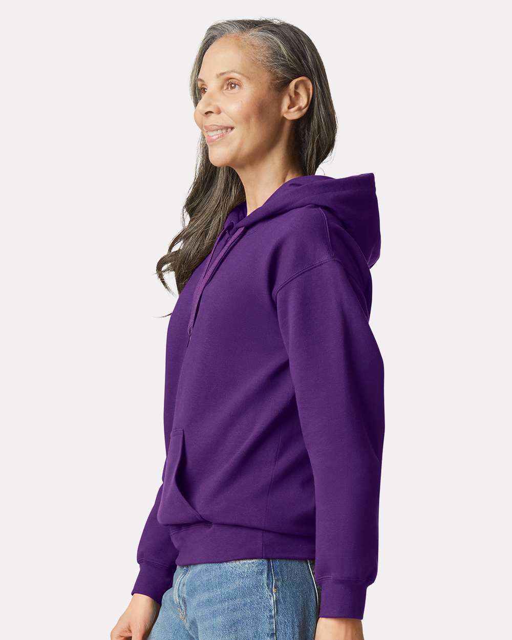Unisex Softstyle® Midweight Hooded Sweatshirt - OnModelSide - B24160973 - Purple