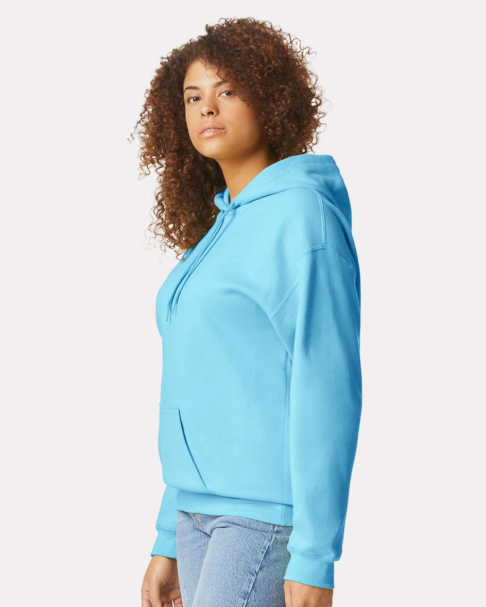 Unisex Softstyle® Midweight Hooded Sweatshirt - OnModelSide - B24160983 - Sky