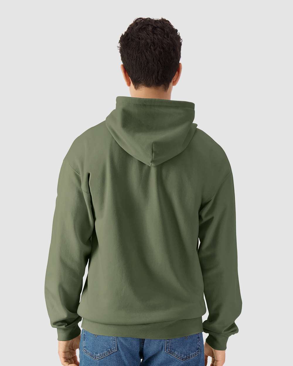 Unisex Softstyle® Full-Zip Hooded Sweatshirt - OnModelBack - B24260493 - Military Green