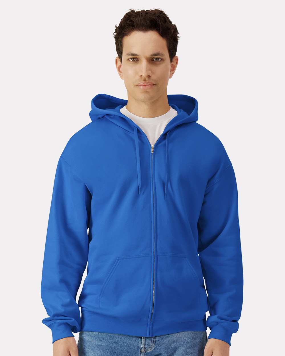 Unisex Softstyle® Full-Zip Hooded Sweatshirt - OnModelFront - B24260253 - Royal