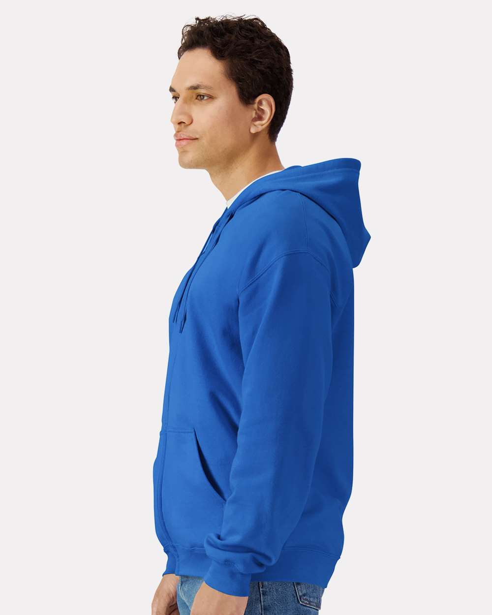 Unisex Softstyle® Full-Zip Hooded Sweatshirt - OnModelSide - B24260253 - Royal