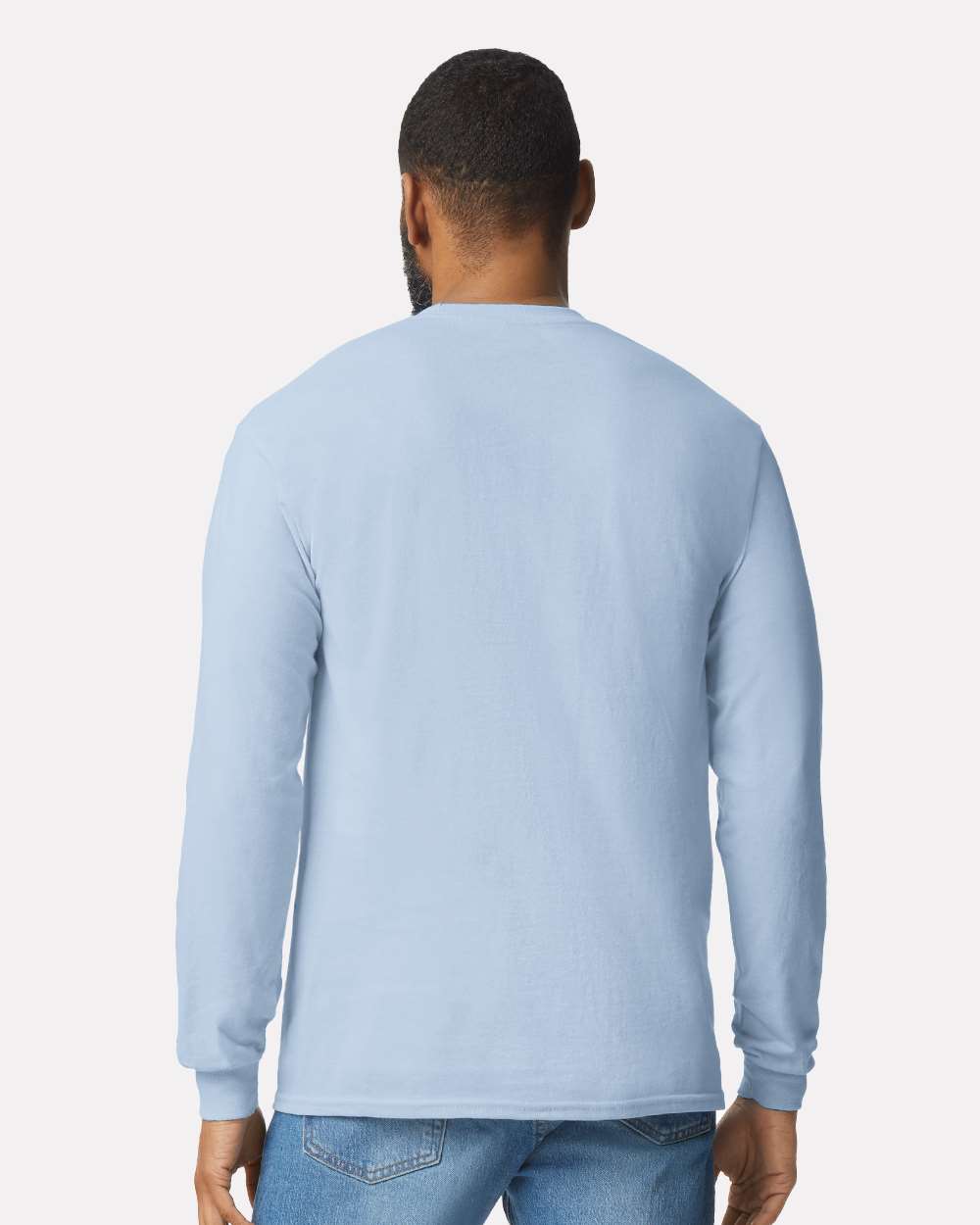 Men's Heavy Cotton™ Long Sleeve T-Shirt - OnModelBack - B04060213 - Light Blue