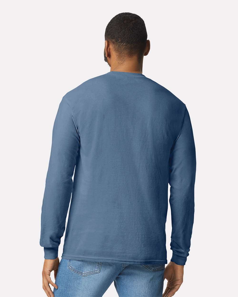 Men's Heavy Cotton™ Long Sleeve T-Shirt - OnModelBack - B04060223 - Indigo Blue