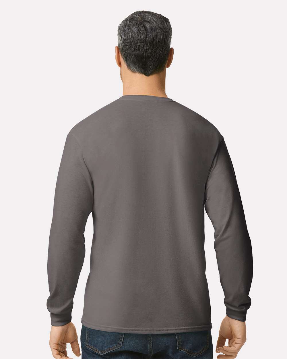 Men's Heavy Cotton™ Long Sleeve T-Shirt - OnModelBack - B04060593 - Charcoal