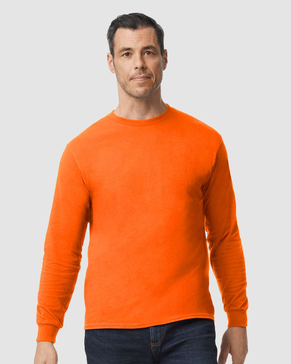 Men's Heavy Cotton™ Long Sleeve T-Shirt - OnModelFront - B04060663 - Orange