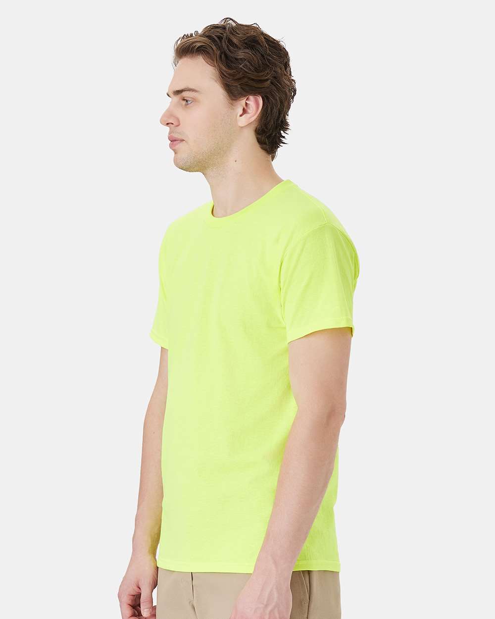 Essential-T T-Shirt - OnModelSide - B00000243 - Safety Green