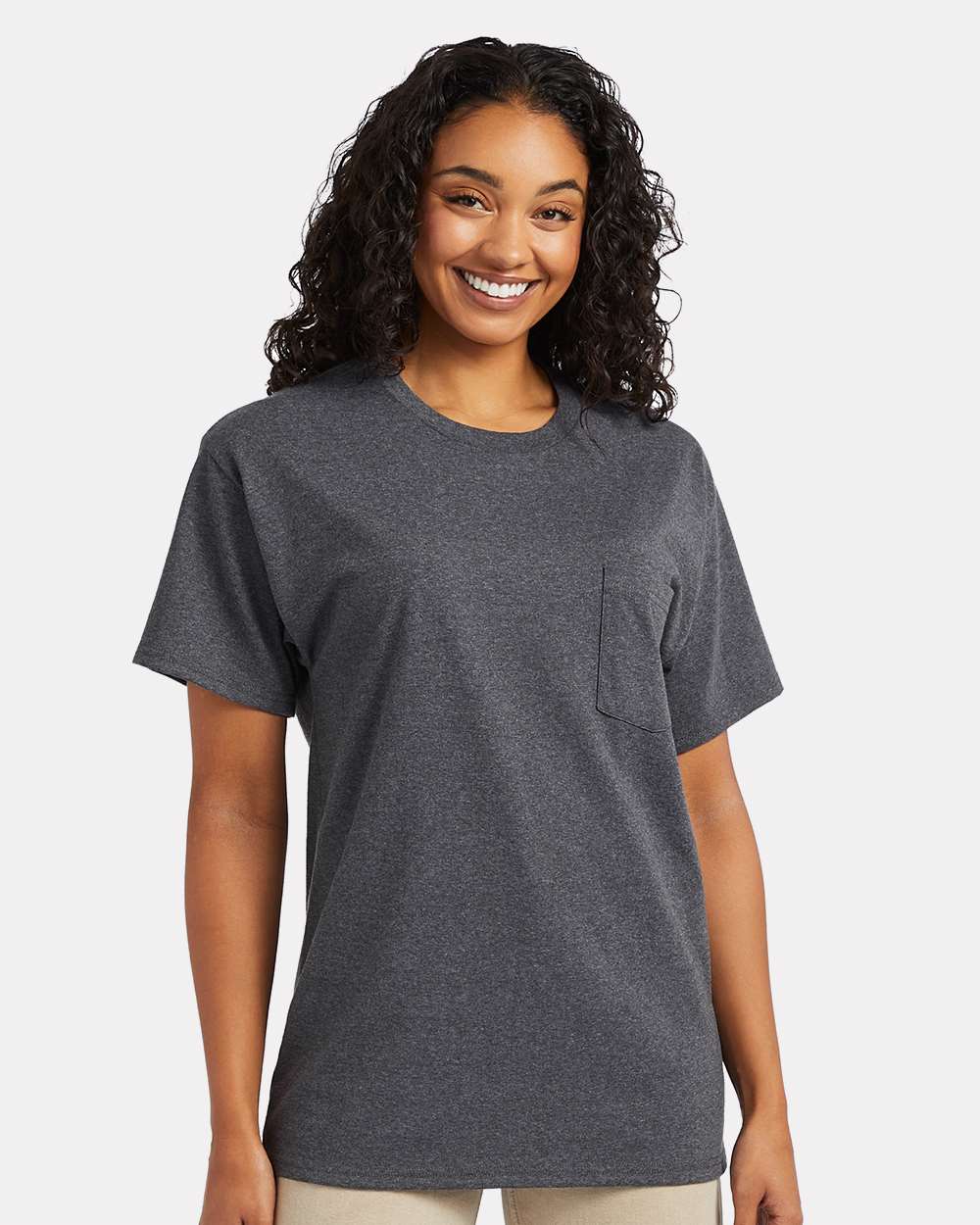 Essential-T Pocket T-Shirt - OnModelFront - B11600093 - Charcoal Heather
