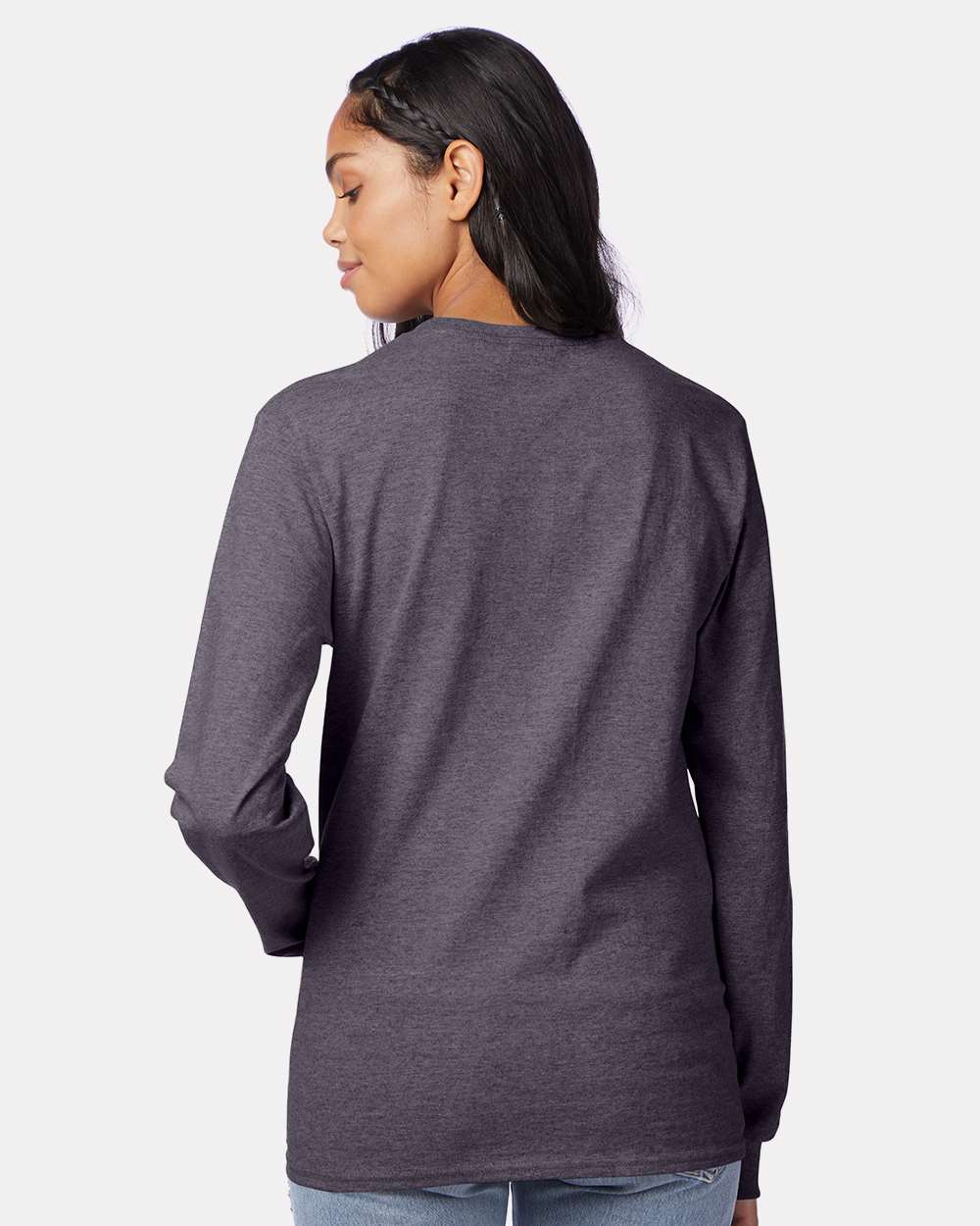 Authentic Long Sleeve T-Shirt - OnModelBack - B06000093 - Charcoal Heather