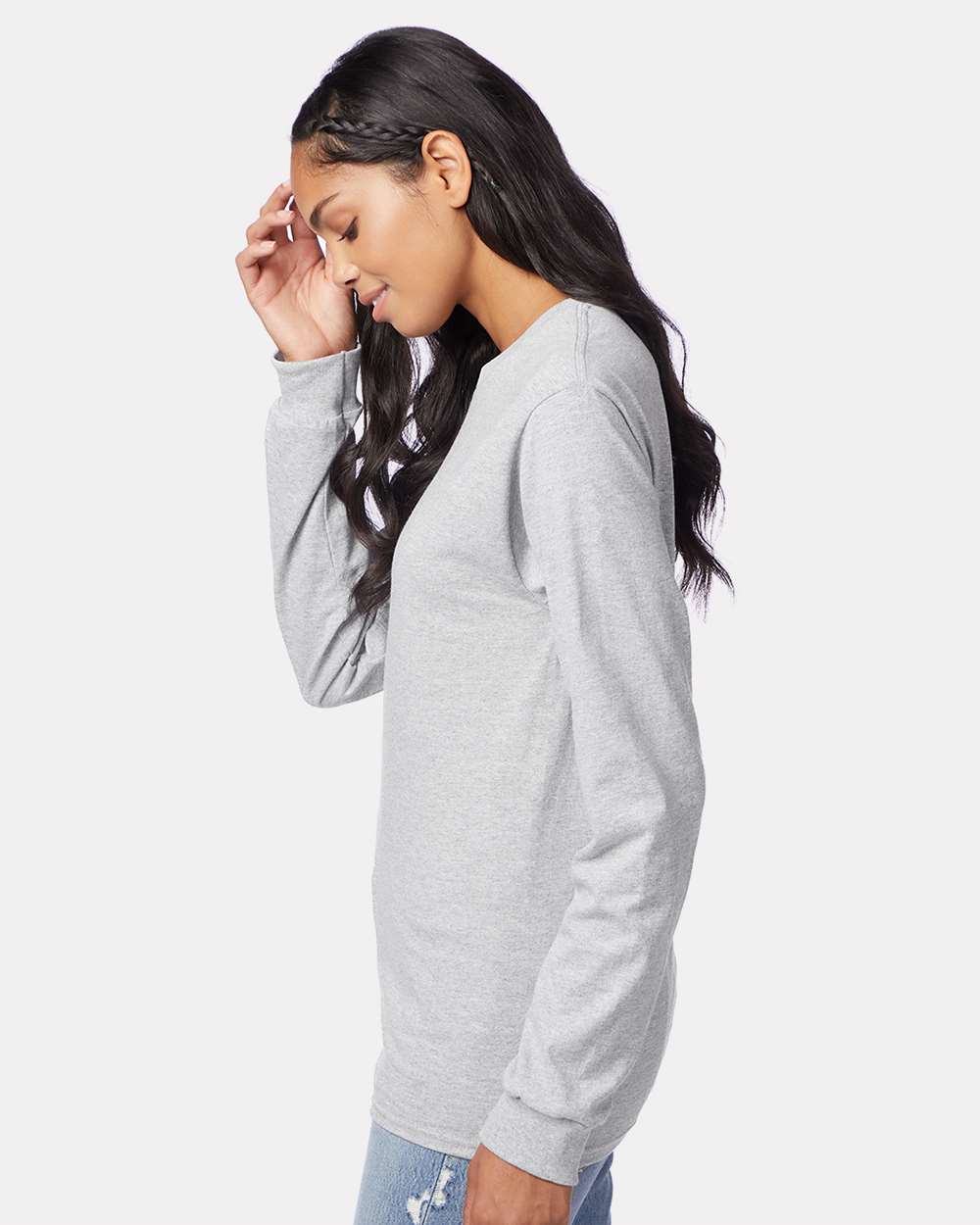 Authentic Long Sleeve T-Shirt - OnModelSide - B06000023 - Ash