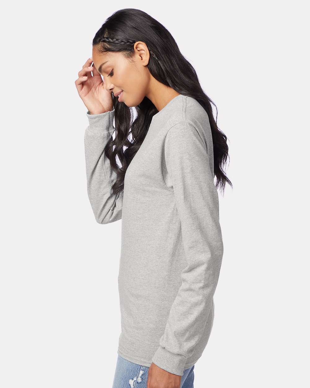 Authentic Long Sleeve T-Shirt - OnModelSide - B06000583 - Light Steel