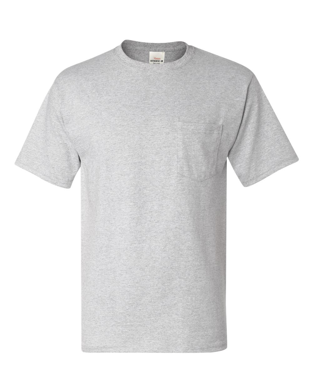 Men's Authentic Pocket T-Shirt - Front - B07000023 - Ash
