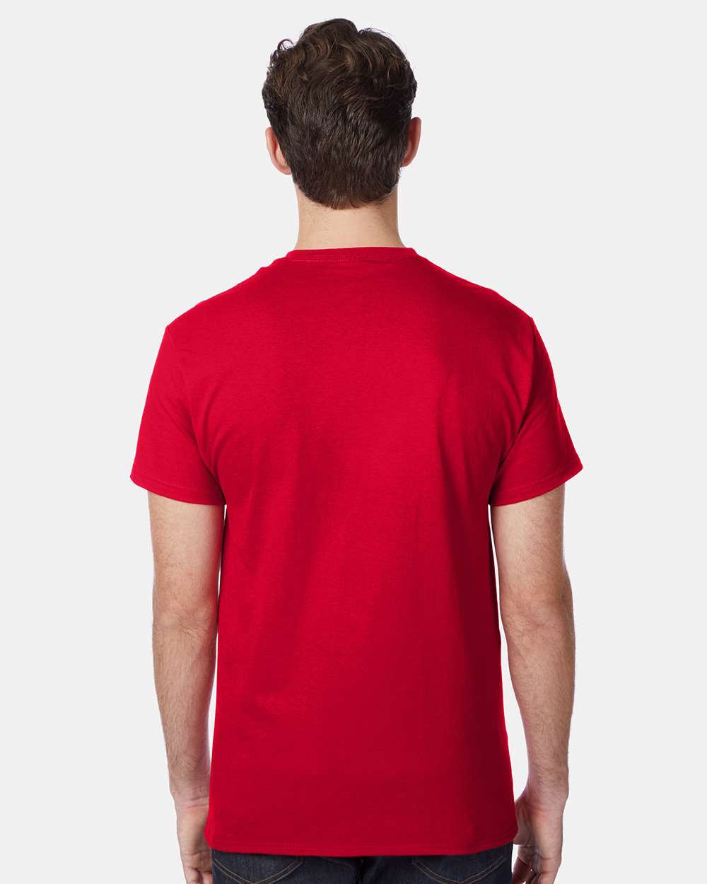 Men's Authentic Pocket T-Shirt - OnModelBack - B07000223 - Deep Red