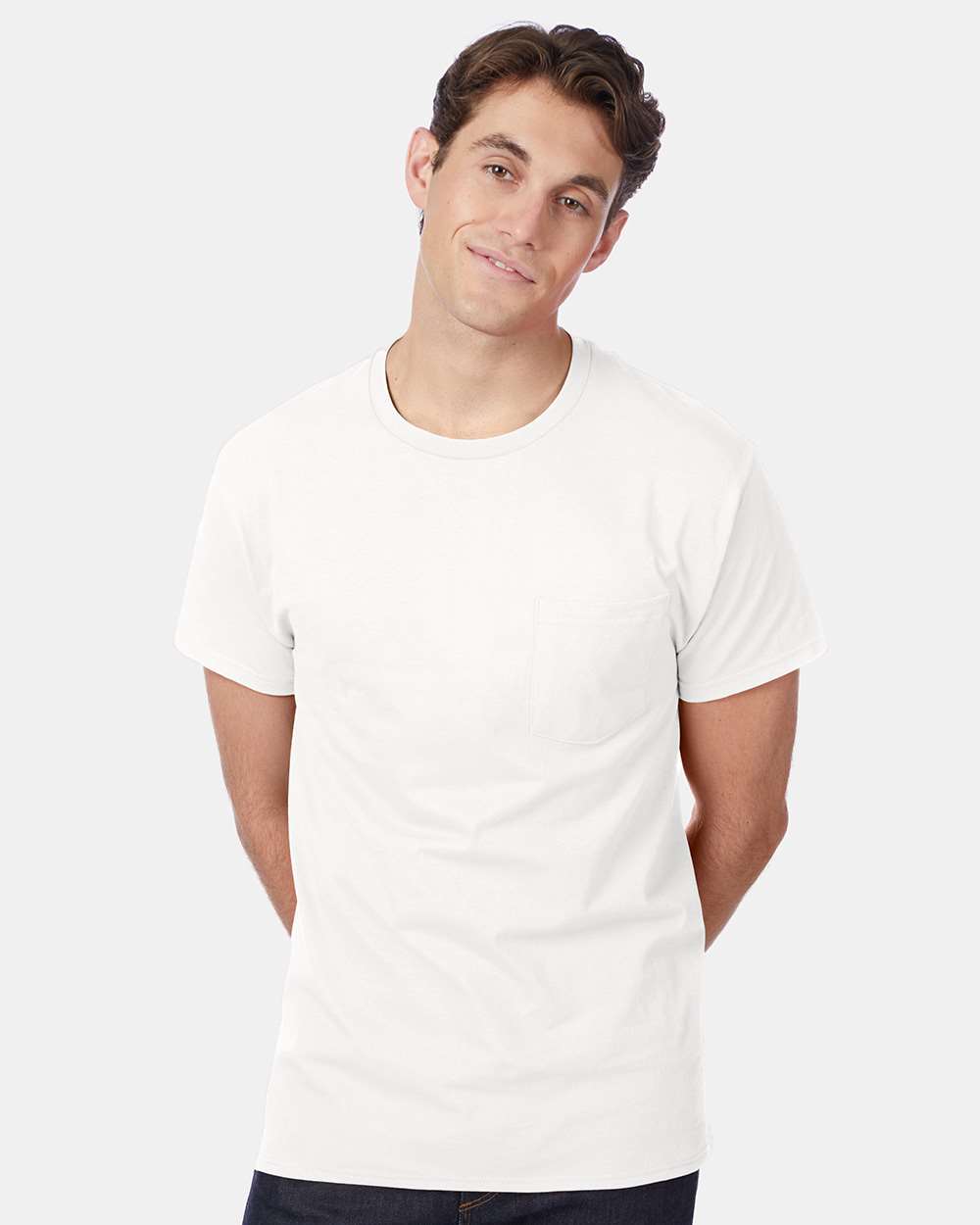 Men's Authentic Pocket T-Shirt - OnModelFront - B07000003 - White