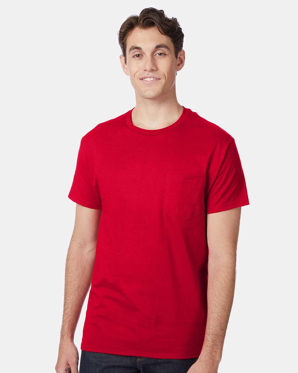 Men's Authentic Pocket T-Shirt - OnModelFront - B07000223 - Deep Red