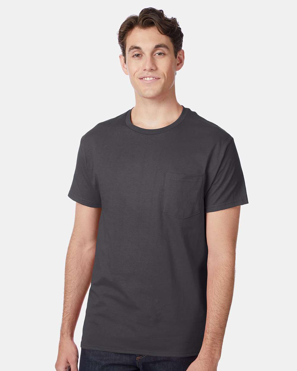 Men's Authentic Pocket T-Shirt - OnModelFront - B07000513 - Smoke Grey