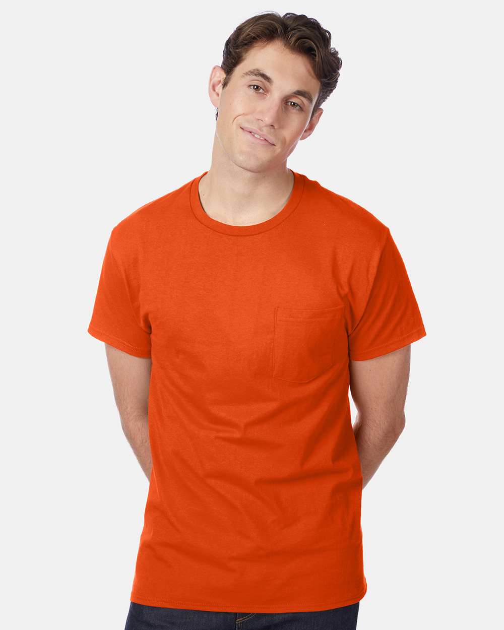 Men's Authentic Pocket T-Shirt - OnModelFront - B07000663 - Orange