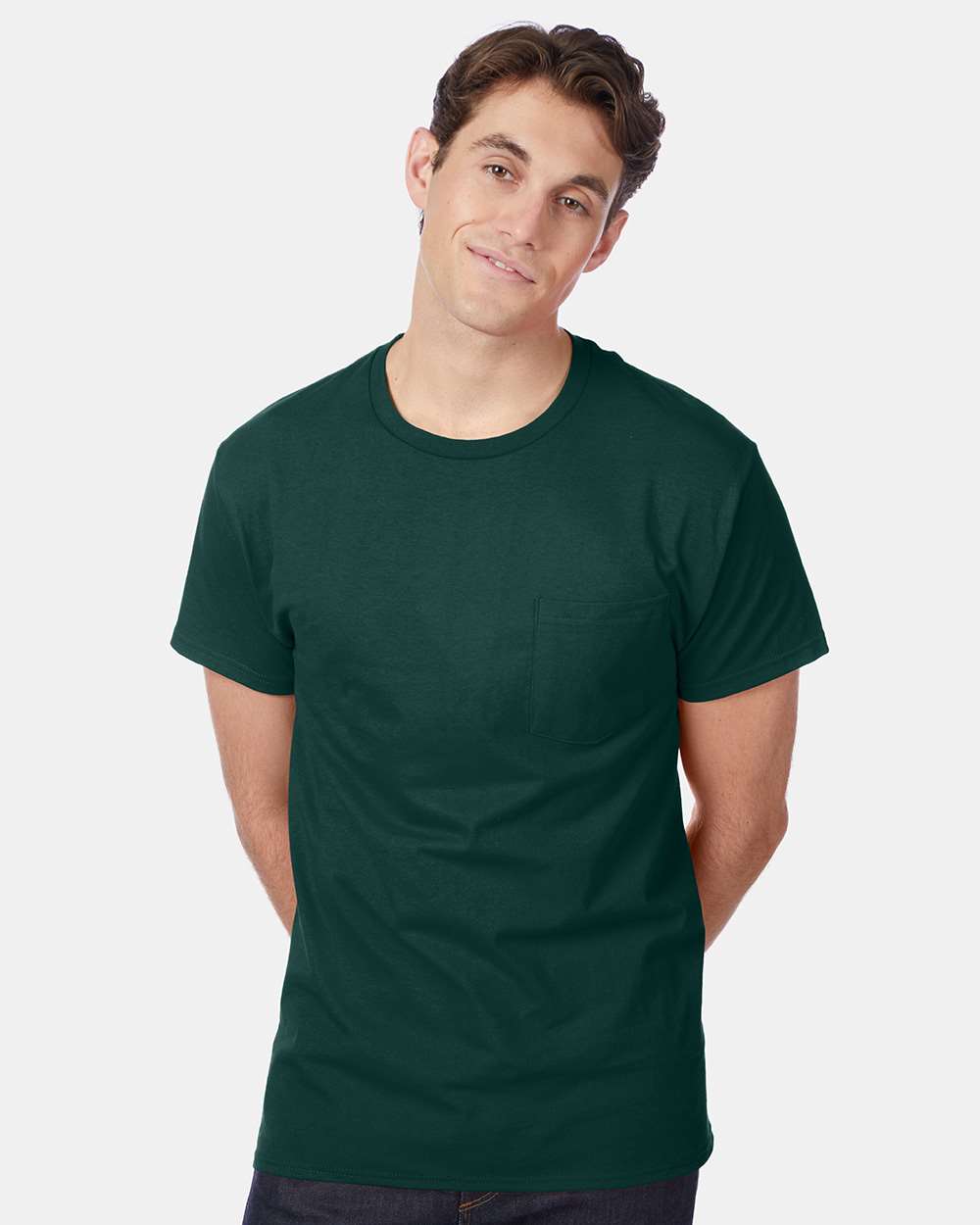 Men's Authentic Pocket T-Shirt - OnModelFront - B07000873 - Deep Forest