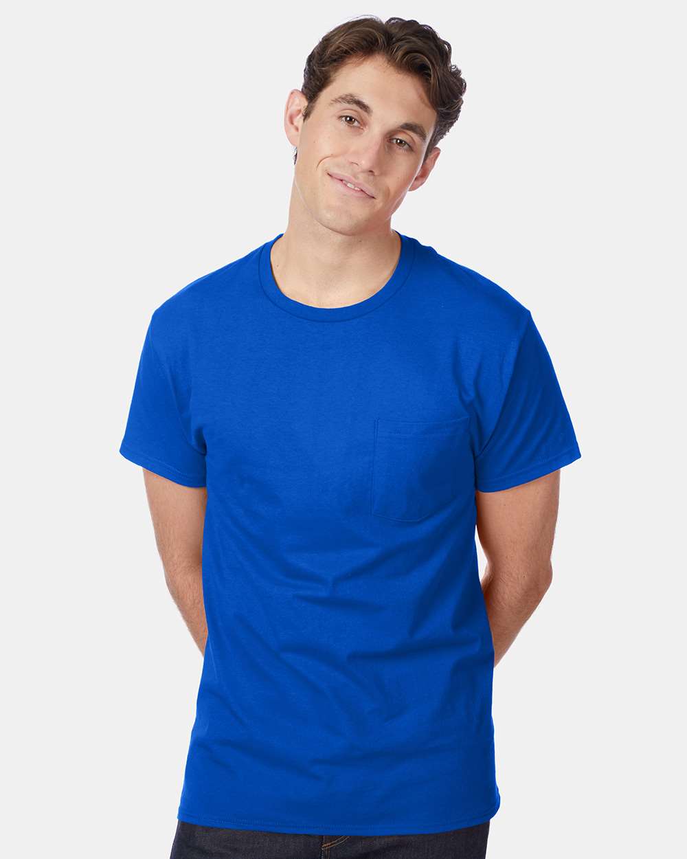 Men's Authentic Pocket T-Shirt - OnModelFront - B07000883 - Deep Royal
