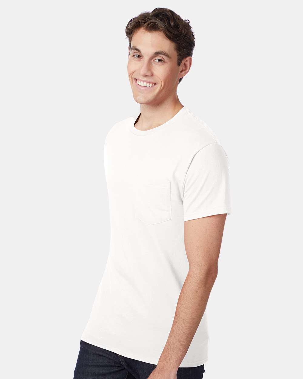 Men's Authentic Pocket T-Shirt - OnModelSide - B07000003 - White