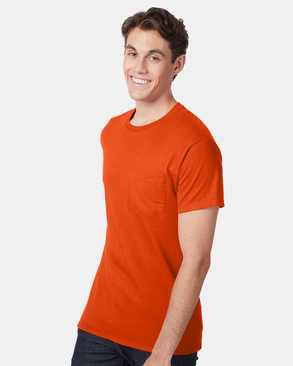 Men's Authentic Pocket T-Shirt - OnModelSide - B07000663 - Orange