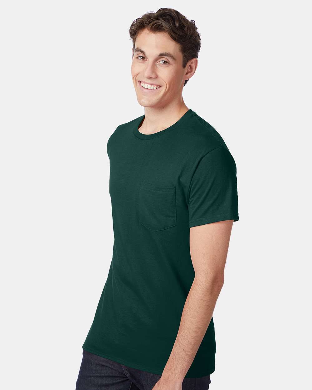 Men's Authentic Pocket T-Shirt - OnModelSide - B07000873 - Deep Forest