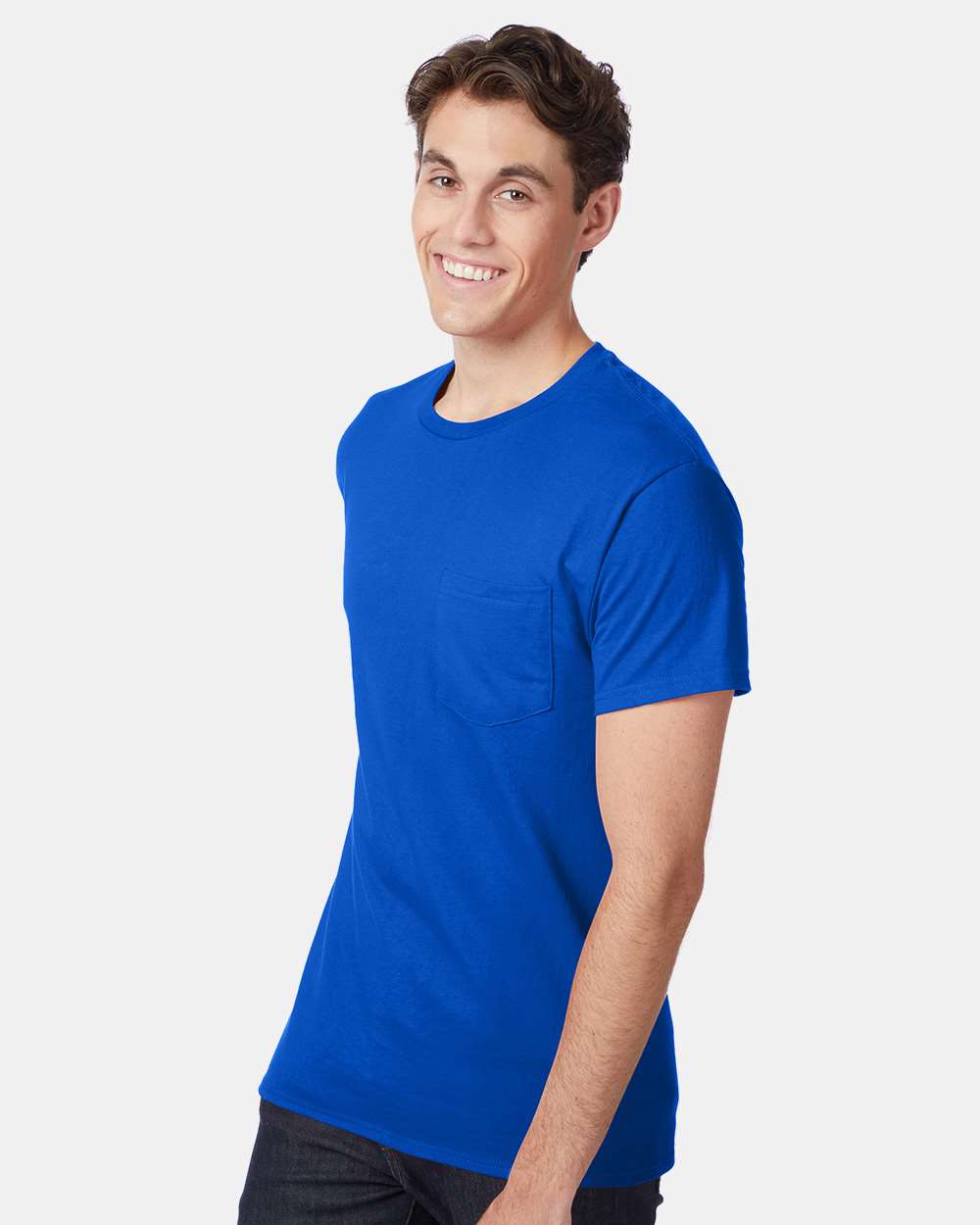 Men's Authentic Pocket T-Shirt - OnModelSide - B07000883 - Deep Royal