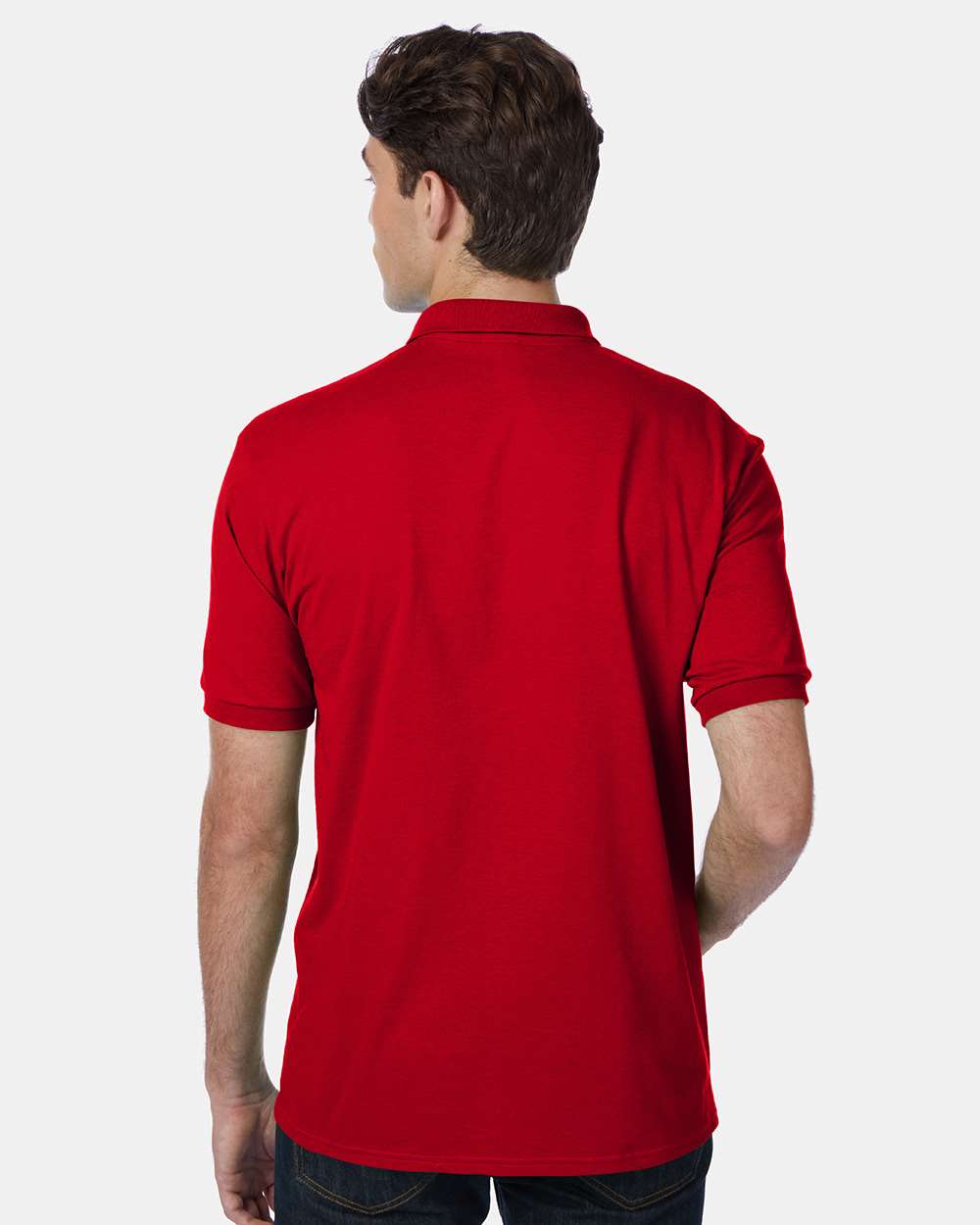 Men's Ecosmart® Jersey Polo - OnModelBack - B11000223 - Deep Red
