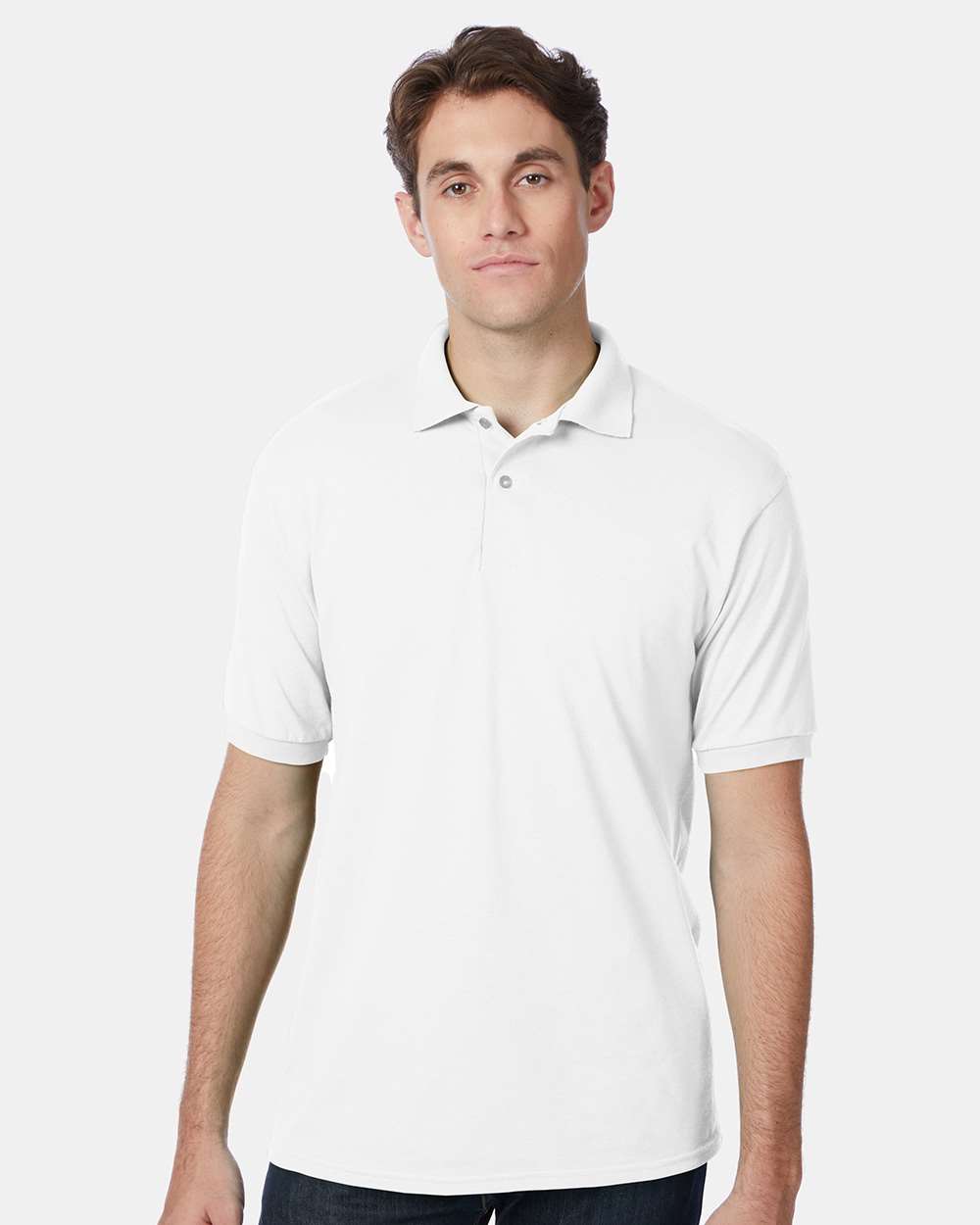 Men's Ecosmart® Jersey Polo - OnModelFront - B11000003 - White