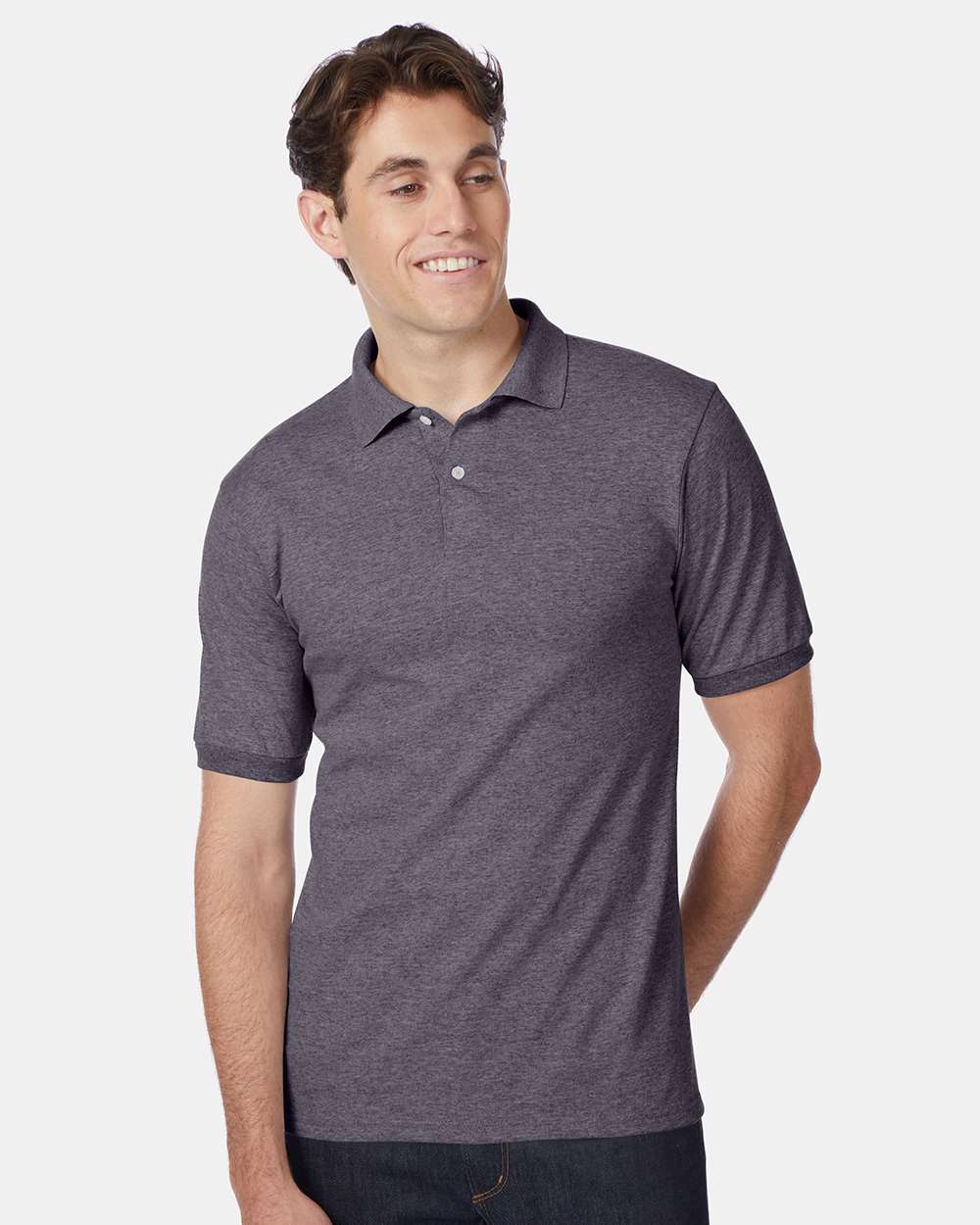 Men's Ecosmart® Jersey Polo - OnModelFront - B11000093 - Charcoal Heather