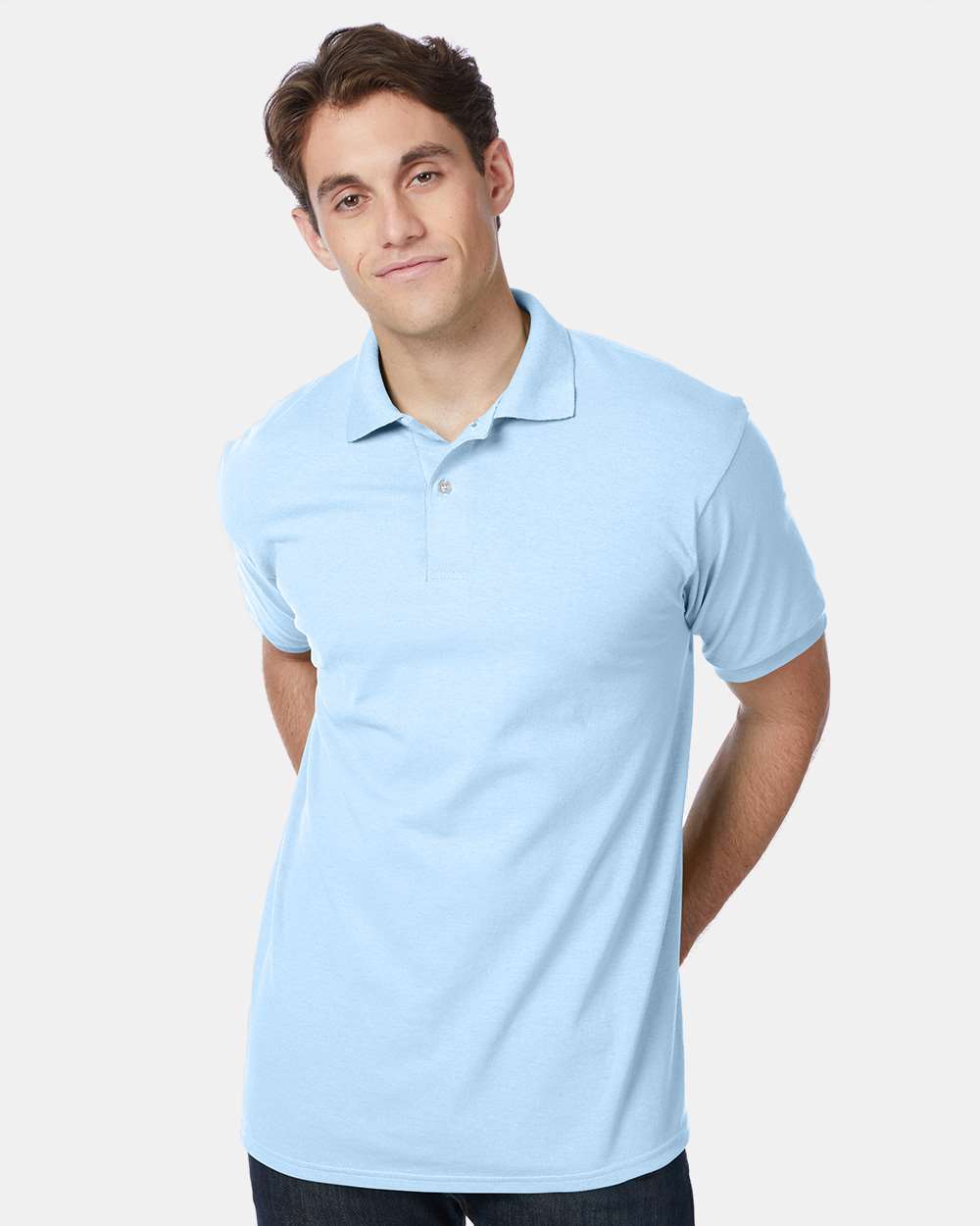 Men's Ecosmart® Jersey Polo - OnModelFront - B11000253 - Light Blue