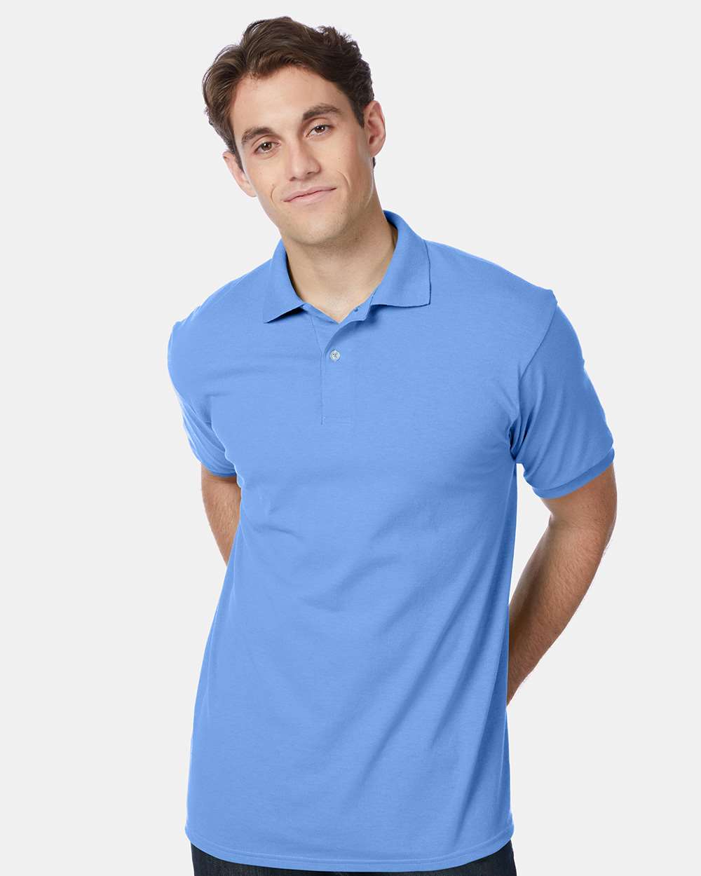 Men's Ecosmart® Jersey Polo - OnModelFront - B11000263 - Carolina Blue