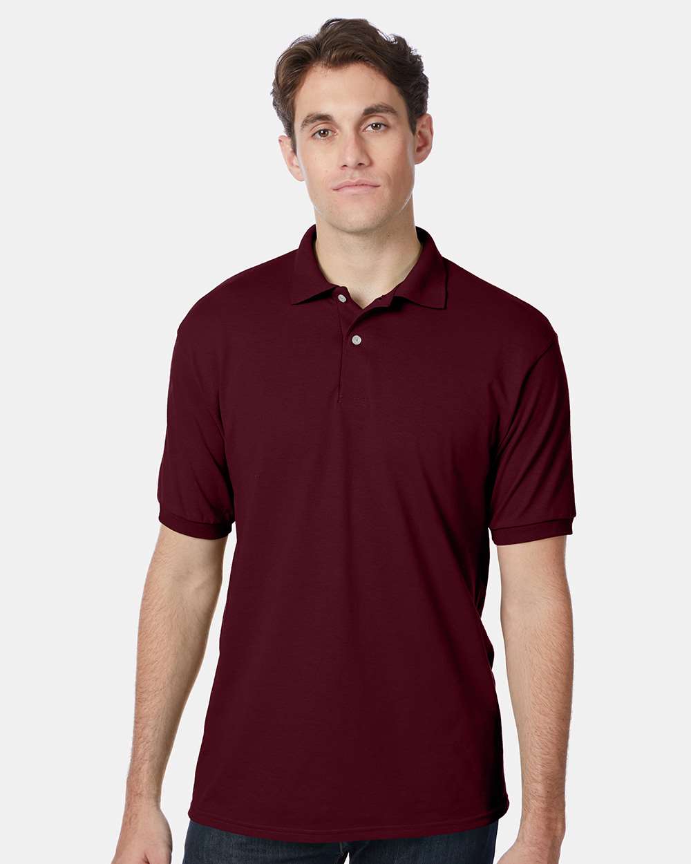 Men's Ecosmart® Jersey Polo - OnModelFront - B11000533 - Maroon