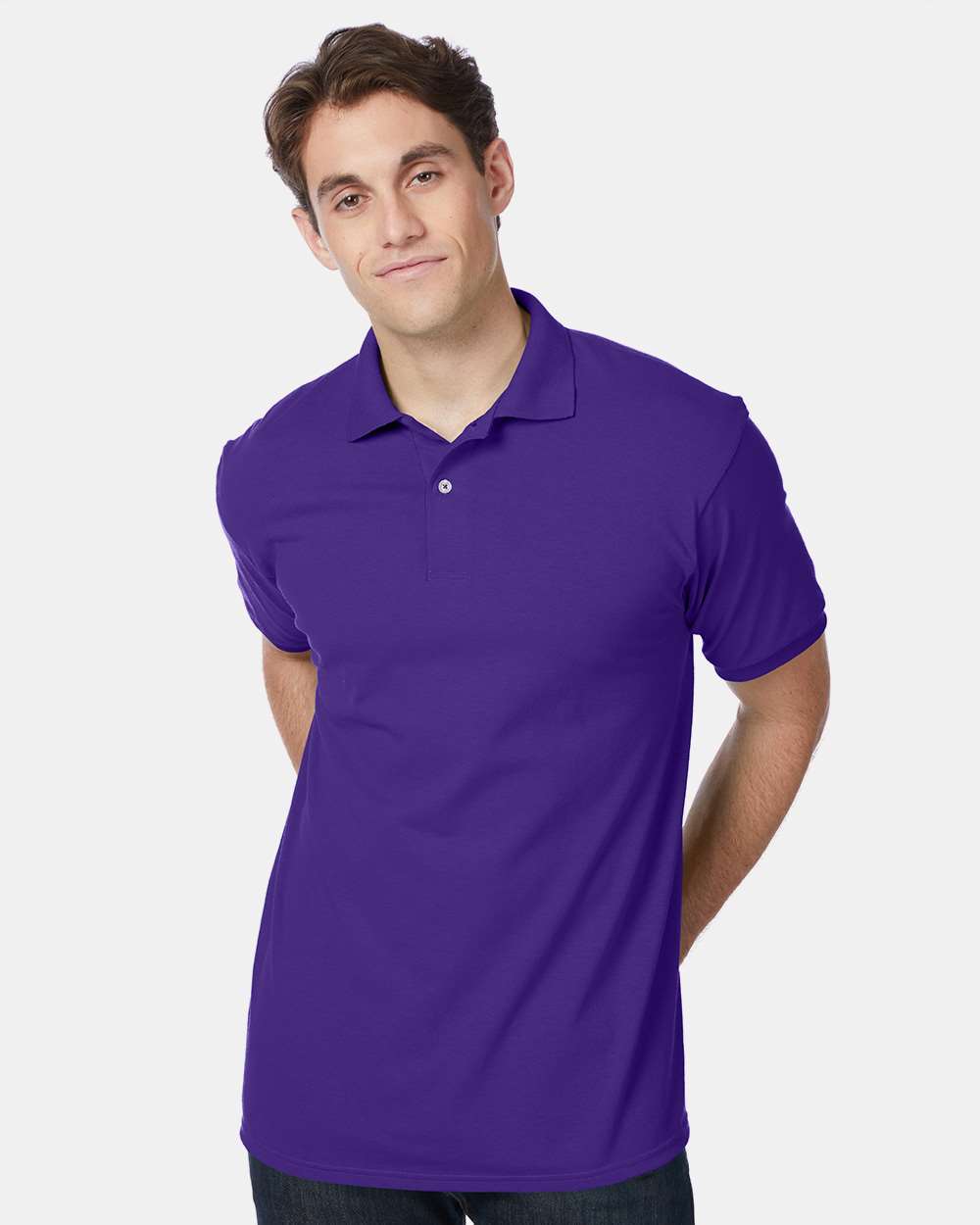 Men's Ecosmart® Jersey Polo - OnModelFront - B11000673 - Purple