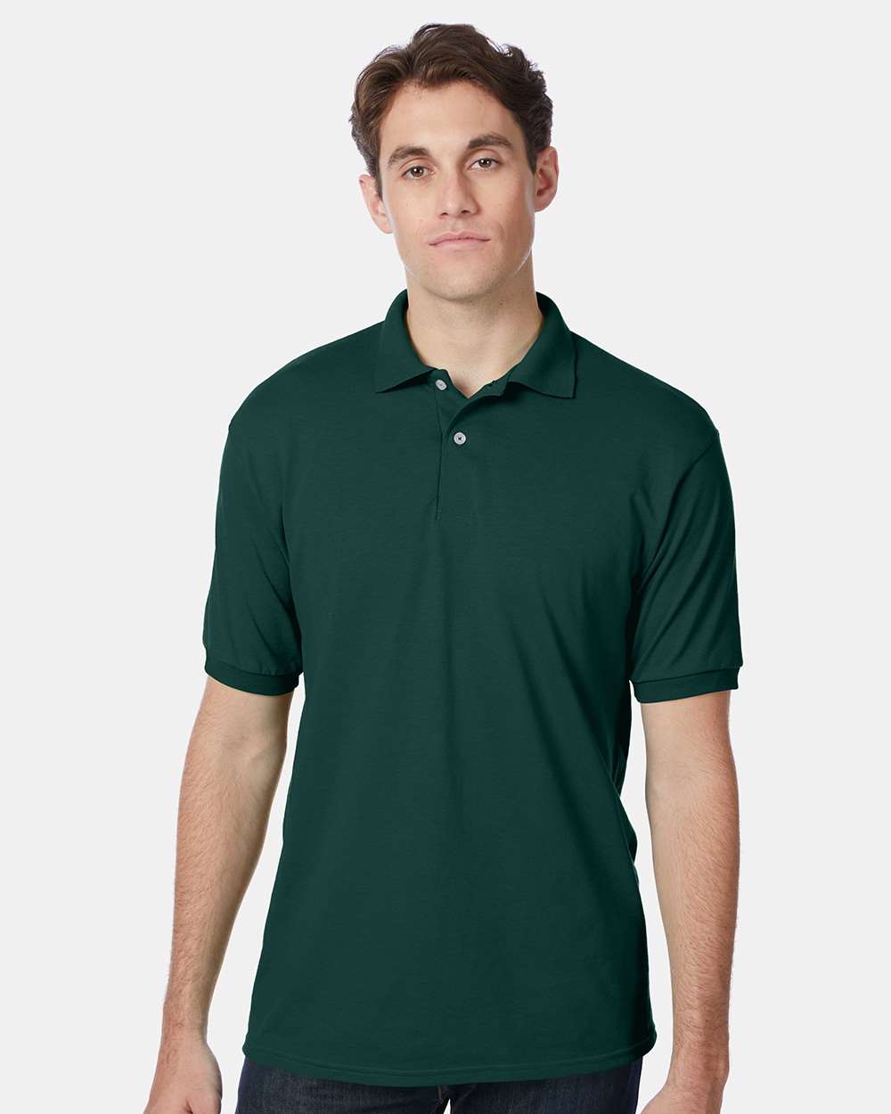 Men's Ecosmart® Jersey Polo - OnModelFront - B11000873 - Deep Forest