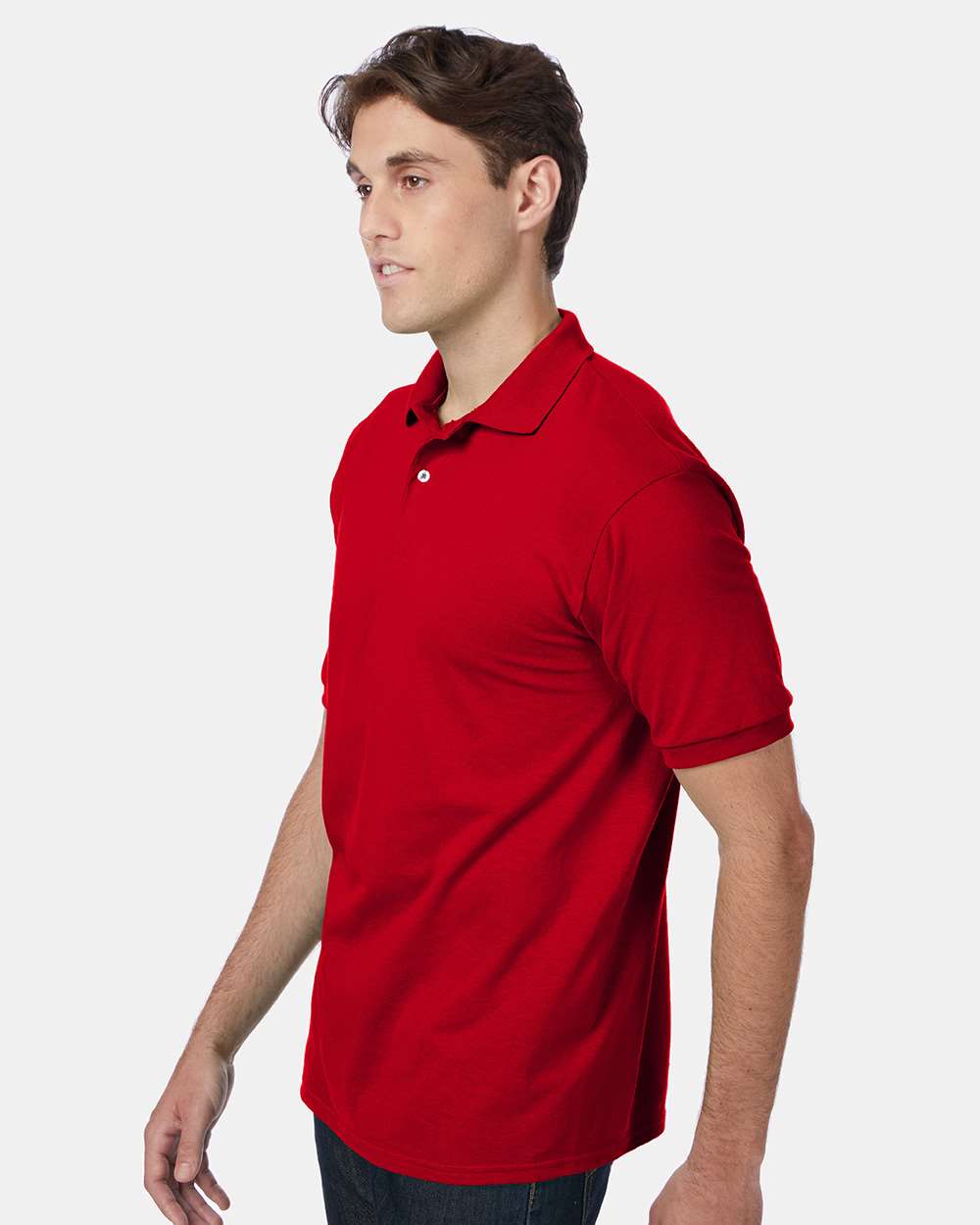 Men's Ecosmart® Jersey Polo - OnModelSide - B11000223 - Deep Red