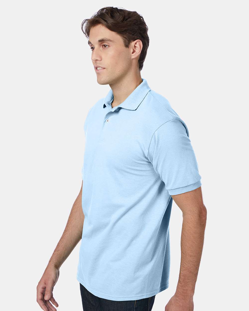 Men's Ecosmart® Jersey Polo - OnModelSide - B11000253 - Light Blue
