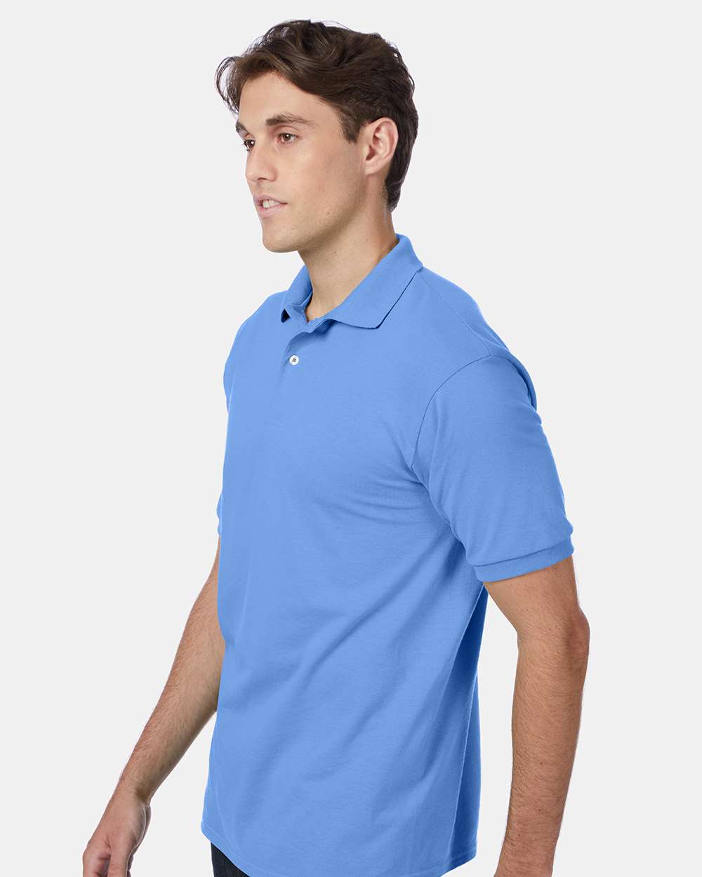 Men's Ecosmart® Jersey Polo - OnModelSide - B11000263 - Carolina Blue