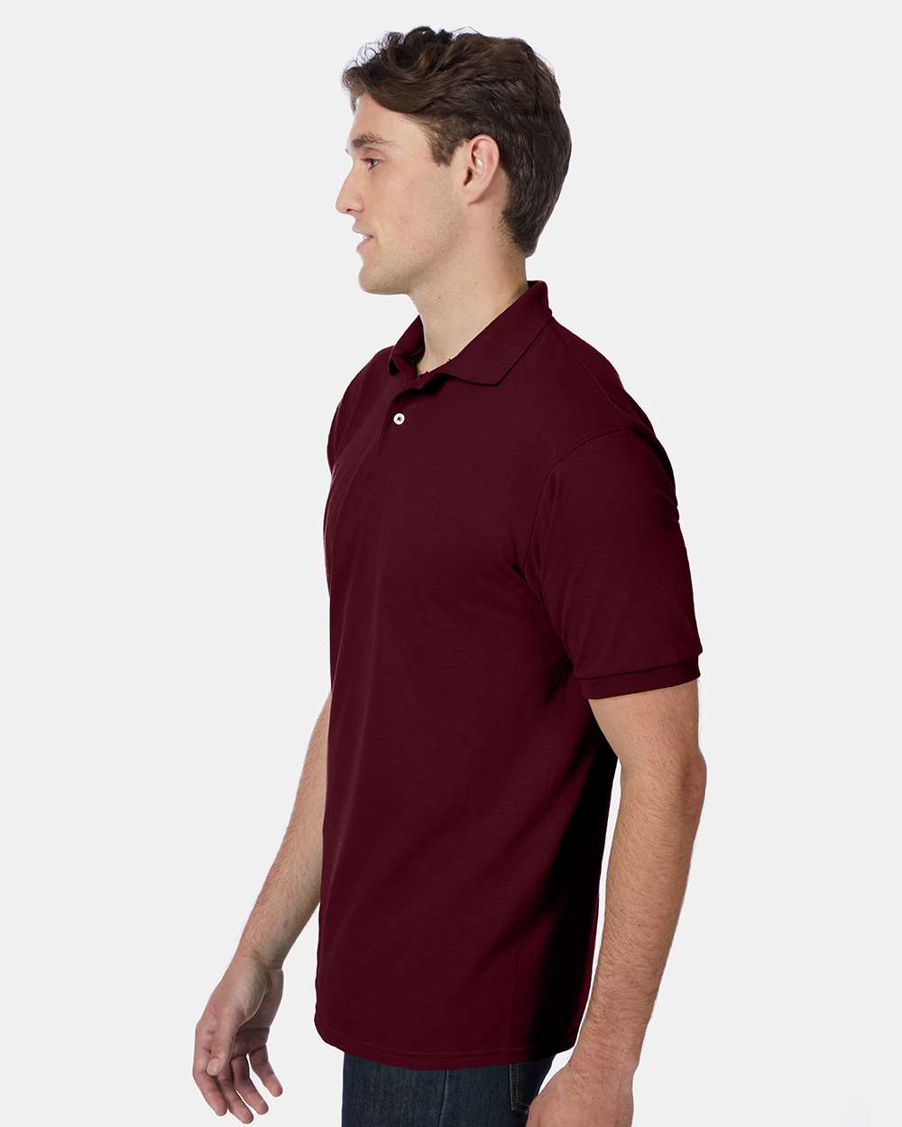 Men's Ecosmart® Jersey Polo - OnModelSide - B11000533 - Maroon